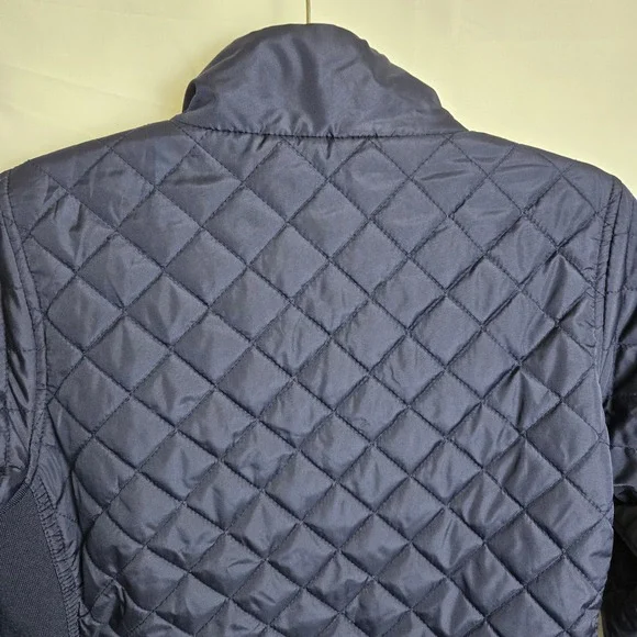 U.S. Polo Assn. Quilted Side Knit Moto Jacket, Evening Blue, Women's Size Medium - Picture 8 of 9